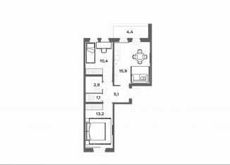 Продам двухкомнатную квартиру, 49.9 м2, деревня Новое Девяткино