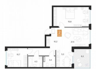 Продаю 2-ком. квартиру, 77.7 м2, Курск