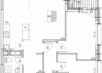 Продам трехкомнатную квартиру, 67.7 м2, Владивосток