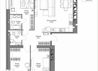 Продам 3-ком. квартиру, 102.7 м2, Калуга