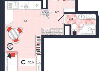 Продажа квартиры студии, 30 м2, Ачинск, 1-й Юго-Восточный микрорайон, 26