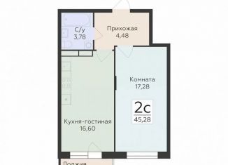 Продажа двухкомнатной квартиры, 45.3 м2, Воронеж