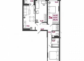 Продам 3-ком. квартиру, 83.8 м2, Пенза, улица Измайлова, 41В