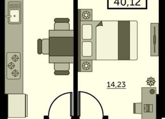 Продажа 1-комнатной квартиры, 39.6 м2, Ростов-на-Дону, улица Ларина, 45к8, ЖК Сердце Ростова 2