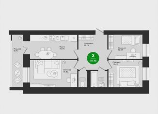 Продажа трехкомнатной квартиры, 90.5 м2, Йошкар-Ола, микрорайон Гомзово