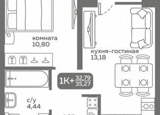 Продам однокомнатную квартиру, 32.8 м2, Тюмень, Калининский округ, улица Вадима Бованенко, 10