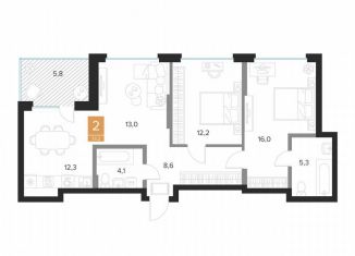 Продам 2-комнатную квартиру, 73.2 м2, Курск