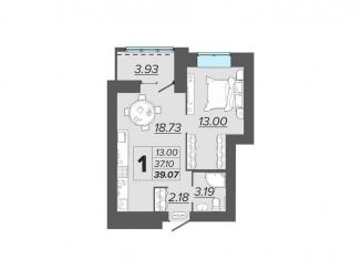 Продаю 1-комнатную квартиру, 39.1 м2, Брянск