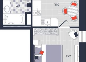 2-ком. квартира на продажу, 43.3 м2, Тула