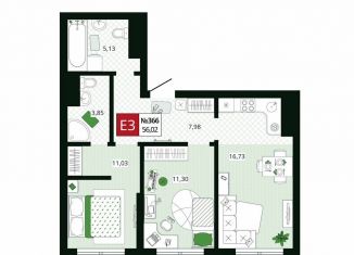 Продам 2-комнатную квартиру, 56 м2, Тула