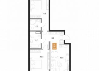 Двухкомнатная квартира на продажу, 65.2 м2, Курск