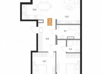 Продаю двухкомнатную квартиру, 75.9 м2, Курск