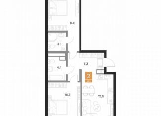 Продажа двухкомнатной квартиры, 64.3 м2, Курск