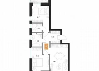 Продается двухкомнатная квартира, 66.3 м2, Курск