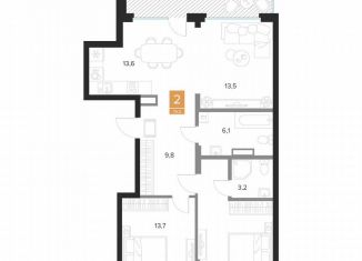 Продается 2-комнатная квартира, 78.5 м2, Курск