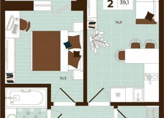 Продам 2-комнатную квартиру, 39.1 м2, Тула