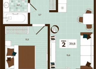 Продам двухкомнатную квартиру, 39.8 м2, Тула