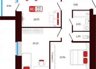 Продам трехкомнатную квартиру, 66.5 м2, Октябрьский