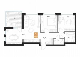 Продаю двухкомнатную квартиру, 67.4 м2, Курск