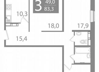 Продаю 3-ком. квартиру, 83.3 м2, Томск, улица Пришвина, 46