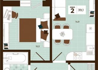 Продается 2-ком. квартира, 39.1 м2, Тула