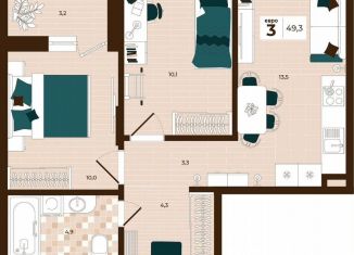 Продажа 3-комнатной квартиры, 49.3 м2, Тула