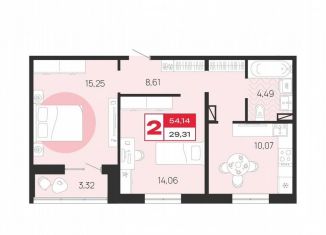 Продам 2-комнатную квартиру, 54.1 м2, Брянск