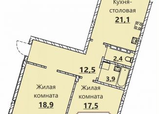 Продается 2-ком. квартира, 79.6 м2, Чебоксары