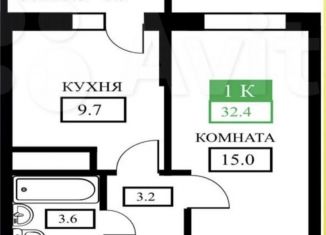 1-ком. квартира на продажу, 36 м2, Краснодарский край