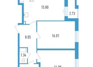 Продажа 2-комнатной квартиры, 62 м2, Санкт-Петербург, проспект Юрия Гагарина, 32к4Д, ЖК Дефанс