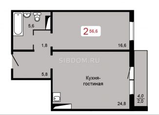 Продается 1-комнатная квартира, 58 м2, Красноярск, ЖК Курчатова, Лесопарковая улица, 17Д