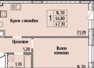 Продажа 1-ком. квартиры, 47.5 м2, Батайск, улица Леонова, 12к1, ЖК Прибрежный