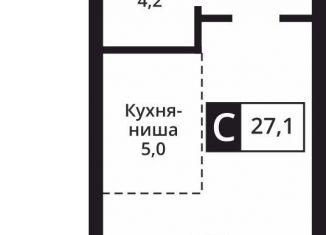 1-комнатная квартира на продажу, 27.1 м2, деревня Аристово, Северная улица, ЖК Лесная Отрада