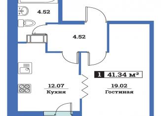Продажа 1-ком. квартиры, 41.3 м2, Мурино, улица Шувалова, 40, ЖК Цвета радуги
