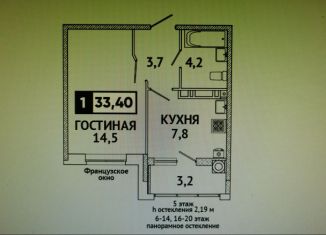 1-ком. квартира на продажу, 33.4 м2, Ставрополь, микрорайон № 36