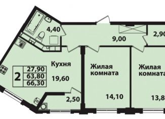 Продаю 2-ком. квартиру, 66.3 м2, Ставрополь, Гражданская улица, 5, микрорайон № 14