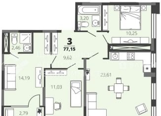 Продам 3-комнатную квартиру, 77.2 м2, Рязань, микрорайон Олимпийский городок, 6, ЖК Северный