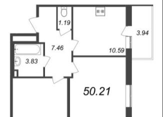Продам двухкомнатную квартиру, 54.2 м2, Санкт-Петербург, муниципальный округ Ульянка, проспект Ветеранов
