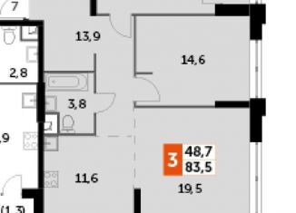 3-комнатная квартира на продажу, 83.5 м2, Москва, метро Шелепиха, улица Шеногина, 2
