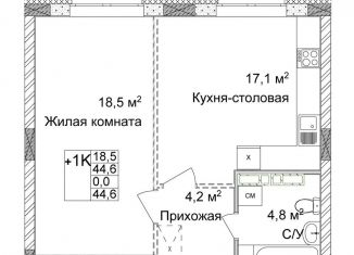 Продается 1-ком. квартира, 44.6 м2, Нижний Новгород, улица Сеченова, Нижегородский район