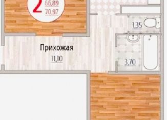 Продам двухкомнатную квартиру, 73 м2, посёлок городского типа Яблоновский, Солнечная улица, 57к3