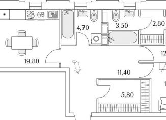 Продажа 2-комнатной квартиры, 76.6 м2, Санкт-Петербург, метро Комендантский проспект