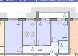 Продается 3-комнатная квартира, 74.4 м2, Магнитогорск