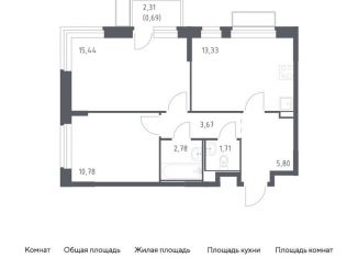 Продается 2-комнатная квартира, 54.2 м2, Троицк, Центральная площадь