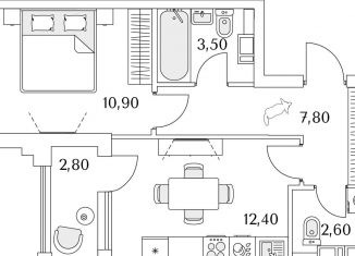 Продается 1-комнатная квартира, 38.6 м2, Санкт-Петербург, Приморский район