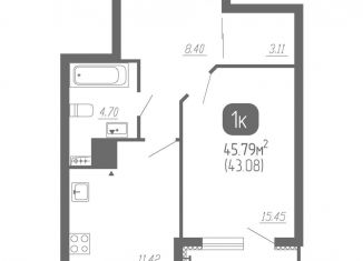 1-ком. квартира на продажу, 45.8 м2, Самара, метро Победа