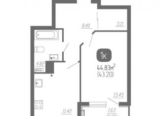 Продам 1-ком. квартиру, 44.8 м2, Самара, метро Победа