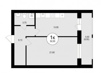 Продам 1-комнатную квартиру, 52.6 м2, Самарская область