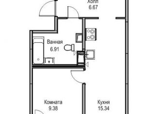 Продается двухкомнатная квартира, 39 м2, Санкт-Петербург, Ивинская улица, 19к4, муниципальный округ Лахта-Ольгино