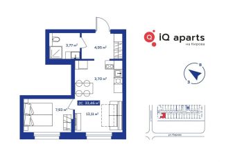 Продам 2-комнатную квартиру, 32.8 м2, Новосибирск, улица Кирова, 113к3, метро Октябрьская